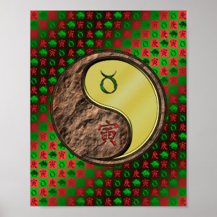Poster Taurus et tigre métallique