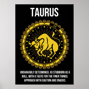 Poster Taurus - Horoscope, Funny Humour de signe Zodiaque