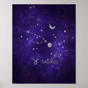 Poster Taurus pourpre zodiaque   Horoscope d'astrologie c