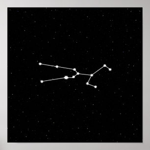 Poster Taurus Zodiac Constellation moderne noir et blanc