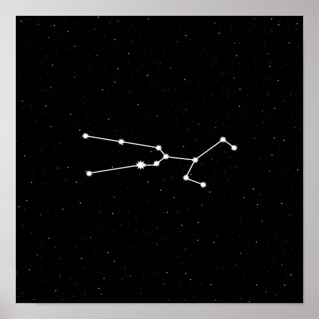 Poster Taurus Zodiac Constellation moderne noir et blanc (Devant)