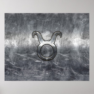 Poster Taurus Zodiac Sign in Grunge Distressed Style