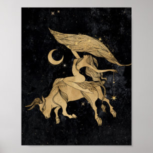 Poster Taurus zodiaque   Astrologie de l'or cosmique et d