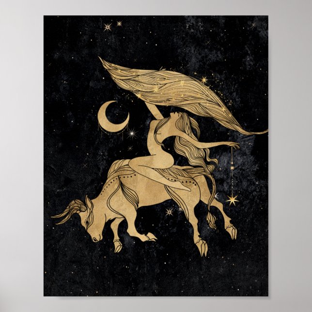 Poster Taurus zodiaque | Astrologie de l'or cosmique et d (Devant)