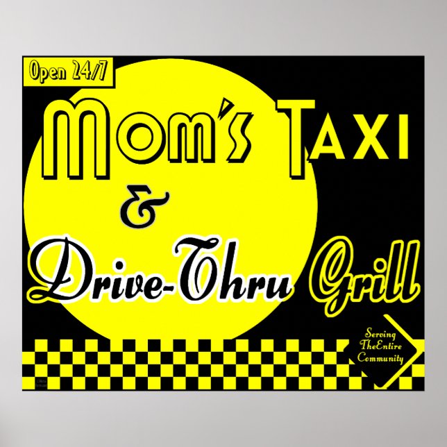 Poster Taxi de maman et Drive Thru Grill Retro Kitchen Ar (Devant)
