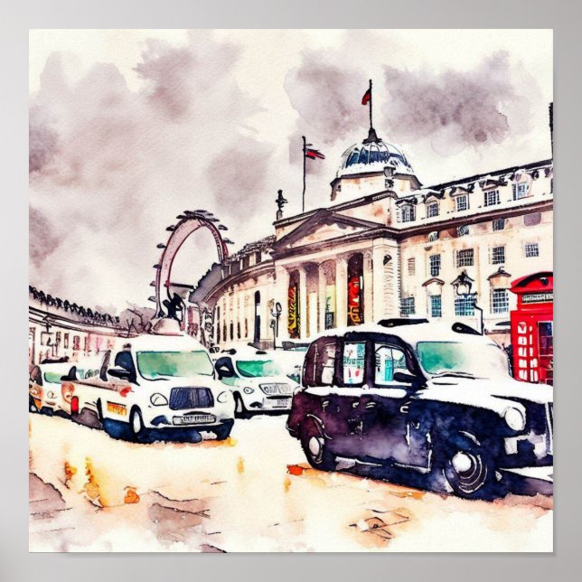 Poster Taxi noir conique de Londres, (D) (Devant)