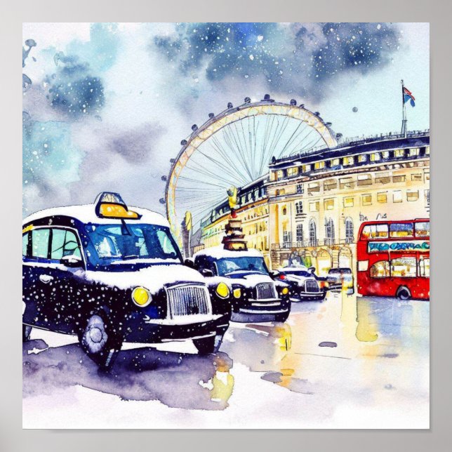 Poster Taxi Noir Iconique de Londres, (G) (Devant)
