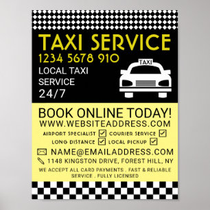 Poster Taxi Station, Taxi Cabine firme Publicité