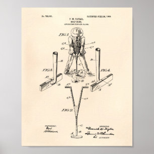 Poster Taylor Golf Club 1905 Patent Art - Old Peper