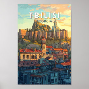 Poster Tbilisi Géorgie Illustration Voyage Art Vintage