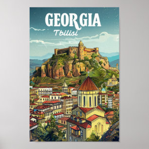 Poster Tbilisi Géorgie Vintage Lieu de voyage célèbre