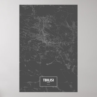 Poster Tbilissi, Géorgie (blanc sur noir)
