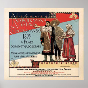 Poster Tchéchoslav ethnographique exposition vintage ad