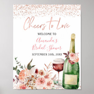 Poster Tchin à l'amour Rose Foncé Mariage Réception de ma