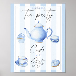 Poster Tea bleu baby shower Cartes et cadeaux