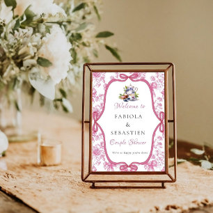 Poster Tea Fleur sauvage rose Couple showeParty Symbole d