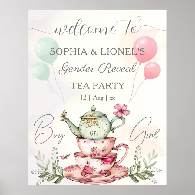 Poster Tea Party Aquarelle Teapot Genre Reveillez (Devant)