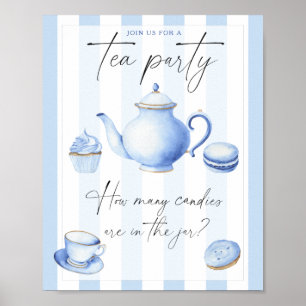 Poster Tea Party baby shower Devinez combien de bonbons
