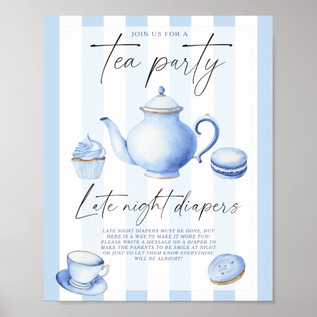 Poster Tea party baby shower Late nuit couches jeu (Devant)