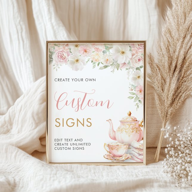Poster Tea Party Bridal Shower Custom Sign -  8x10 (Tea Party Bridal Shower Custom Sign - 8x10
)
