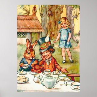 Poster Tea Party de Mad Hatter - Alice au pays des mervei