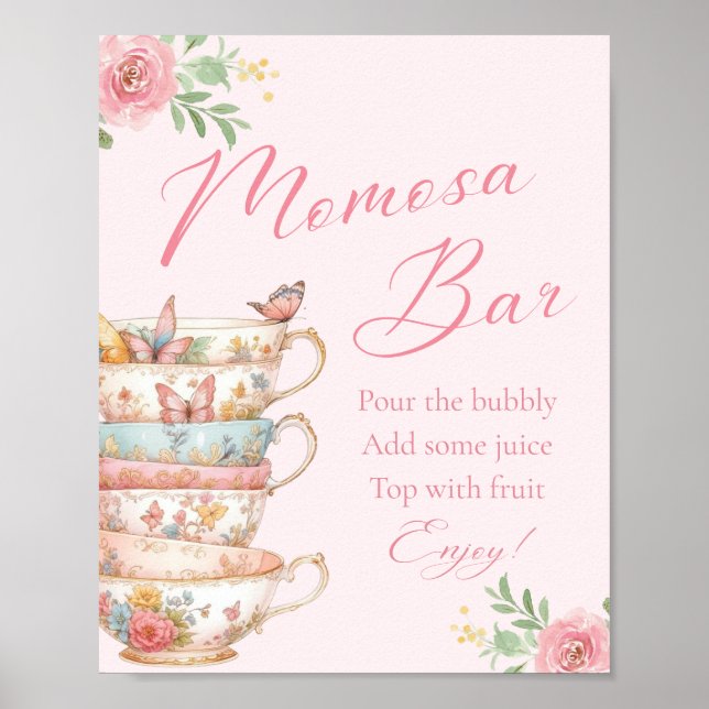 Poster Tea Party Momosa Bar baby shower (Devant)