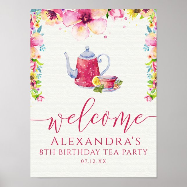 Poster Tea Party rose (Devant)