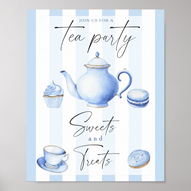Poster Tea Party - sucreries et friandises baby shower (Devant)