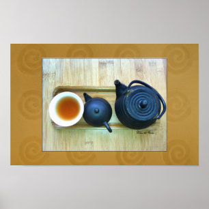 Poster Tea Setting Still Life Photograph Overhead View