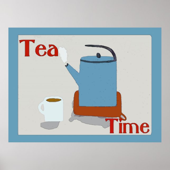 Poster Tea Time Blue Pot (Devant)