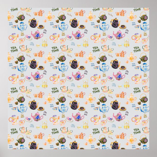 Poster tea time pattern (Devant)