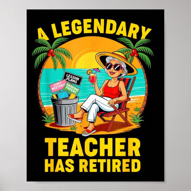 Poster Teacher Legend Has Retired 2025 Happy Retirement P (Devant)