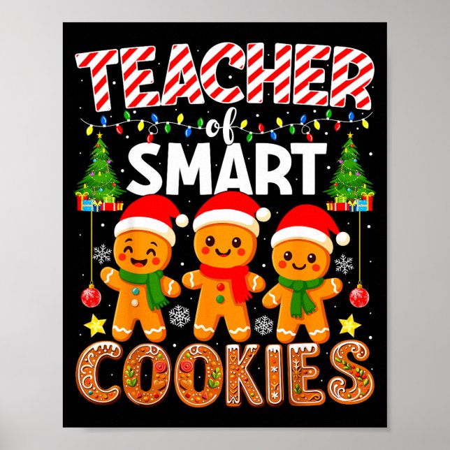 Poster Teacher Of Smart Cookies Funny Gingerbread Teacher (Devant)