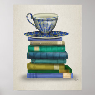 Poster Teacup et livres