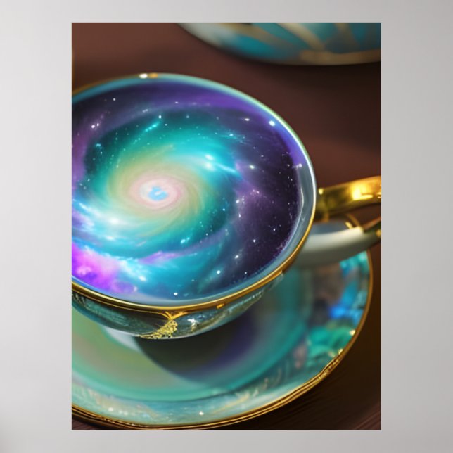 Poster Teacup rempli avec la Galaxie (Devant)