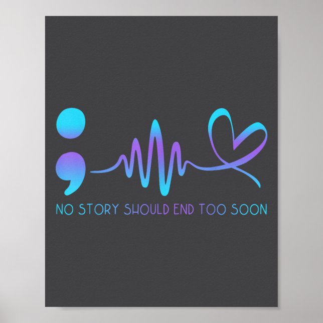 Poster Teal &amp; Purple Semicolon Suicide Prevention Awa (Devant)