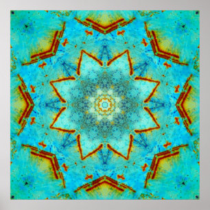 Poster Teal et mandala de rouille