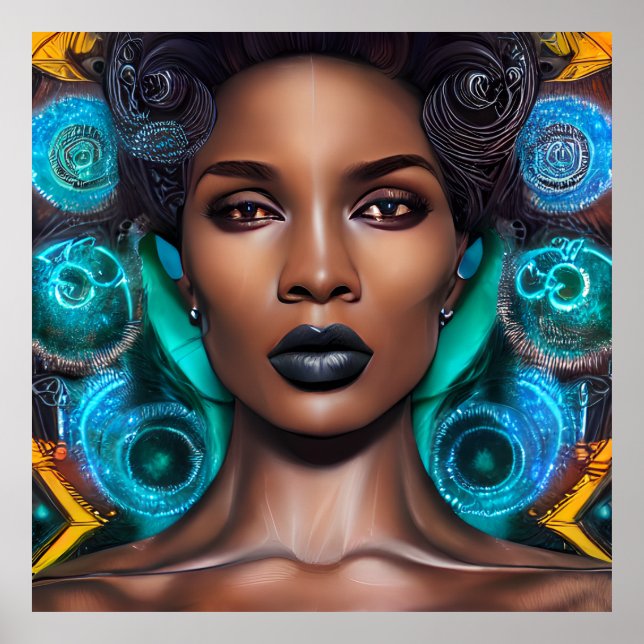 Poster Teally Queen Auburn Brown cheveux Black Melanin Af (Devant)