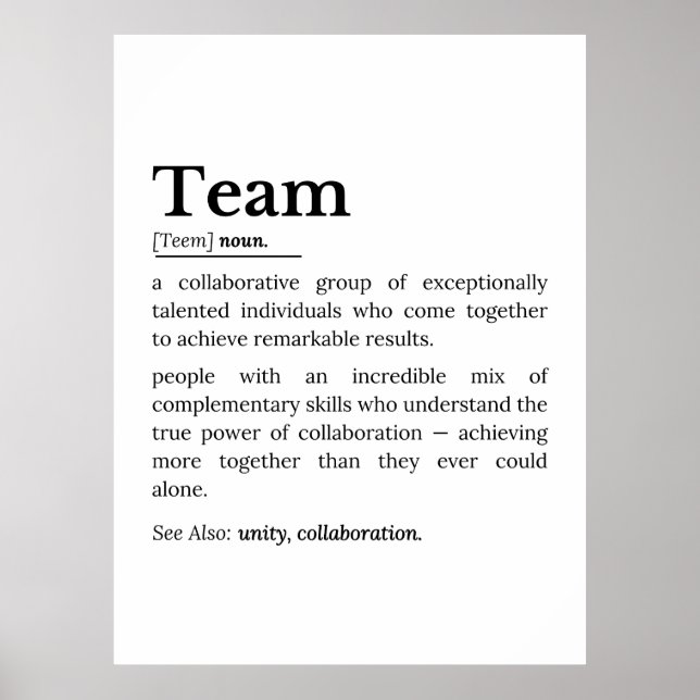 Poster Team Definition – The Power of Collaboration  (Devant)