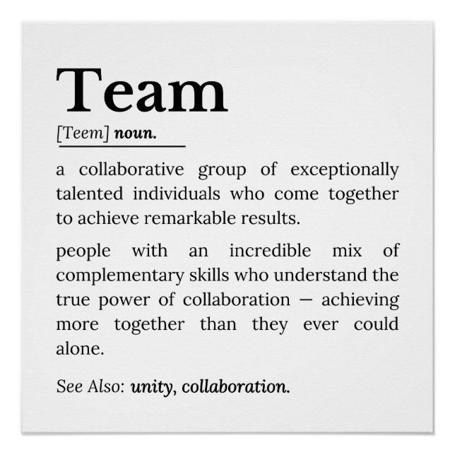 Poster Team Definition – The Power of Collaboration  (Devant)