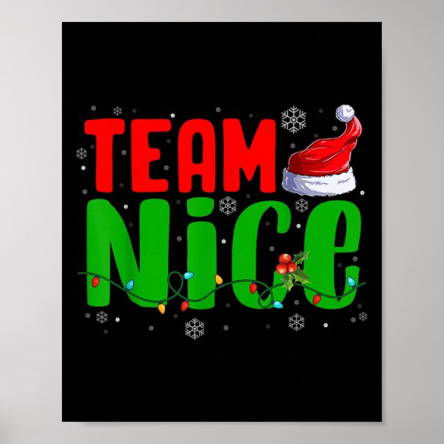 Poster Team Naughty Nice Santa Hat Funny Christmas Matchi (Devant)
