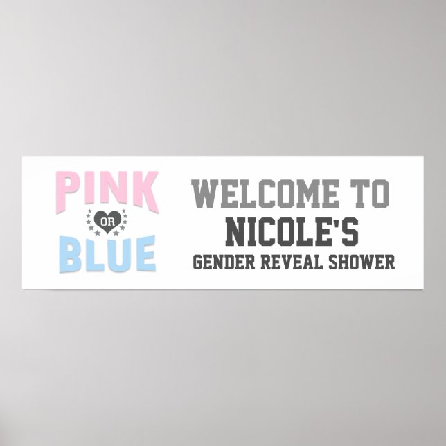 Poster Team PINK or BLUE Gender Reveal Baby Shower (Devant)