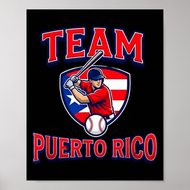 Poster Team Puerto Rico Baseball Flag Patriotic  (Devant)