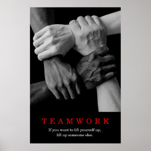 Poster Teamwork Motivational Inspirational Quote Hands