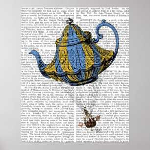 Poster Teapot volant 3 bleu et jaune