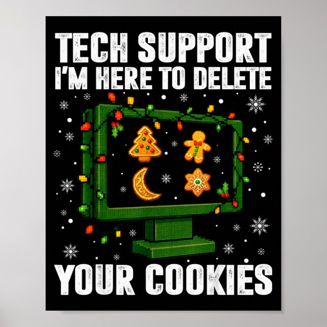 Poster Tech Suprt Delete Your Cookies Men Ugly Christmas  (Devant)