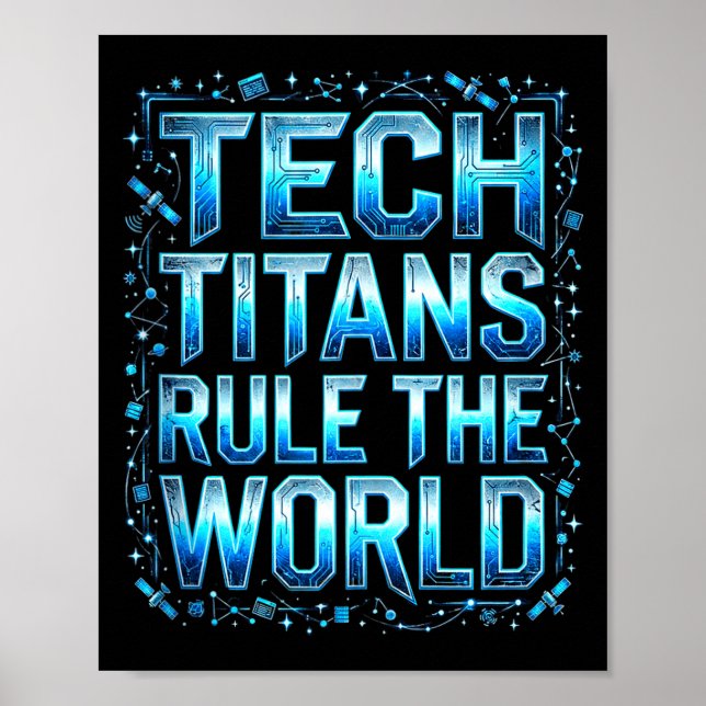 Poster Tech Titans Rule Funny Big Technology Satire Wer G (Devant)