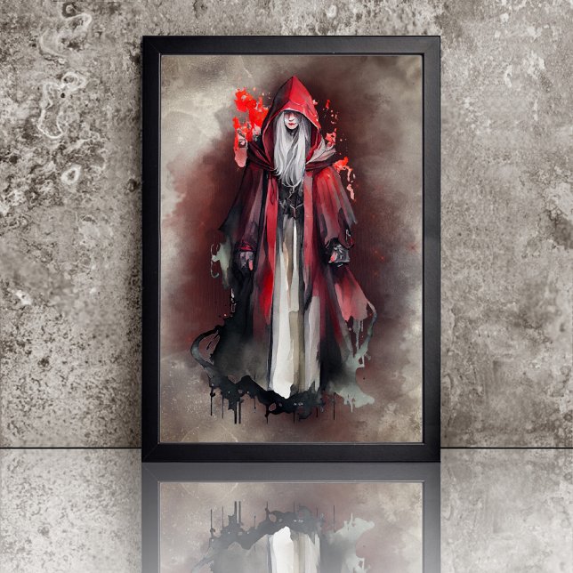 Poster Técherie | Sorcière rouge aux ombres gothiques du  (Créateur téléchargé)