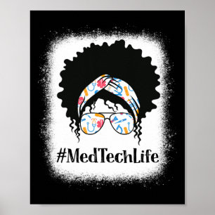 Poster Technicien de laboratoire Afro noir chignon décoif