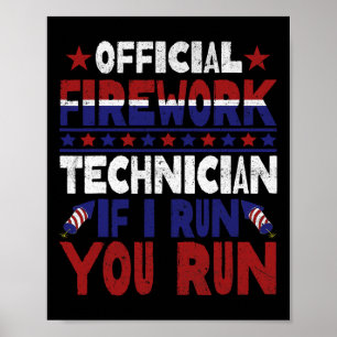 Poster Technicien en Firework 4 juillet Funny Usa Pyro-te